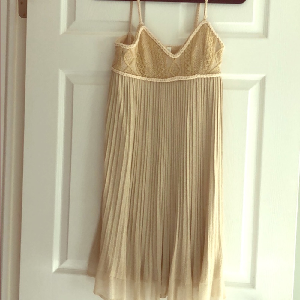 Isli metallic gold pleated sweater dress